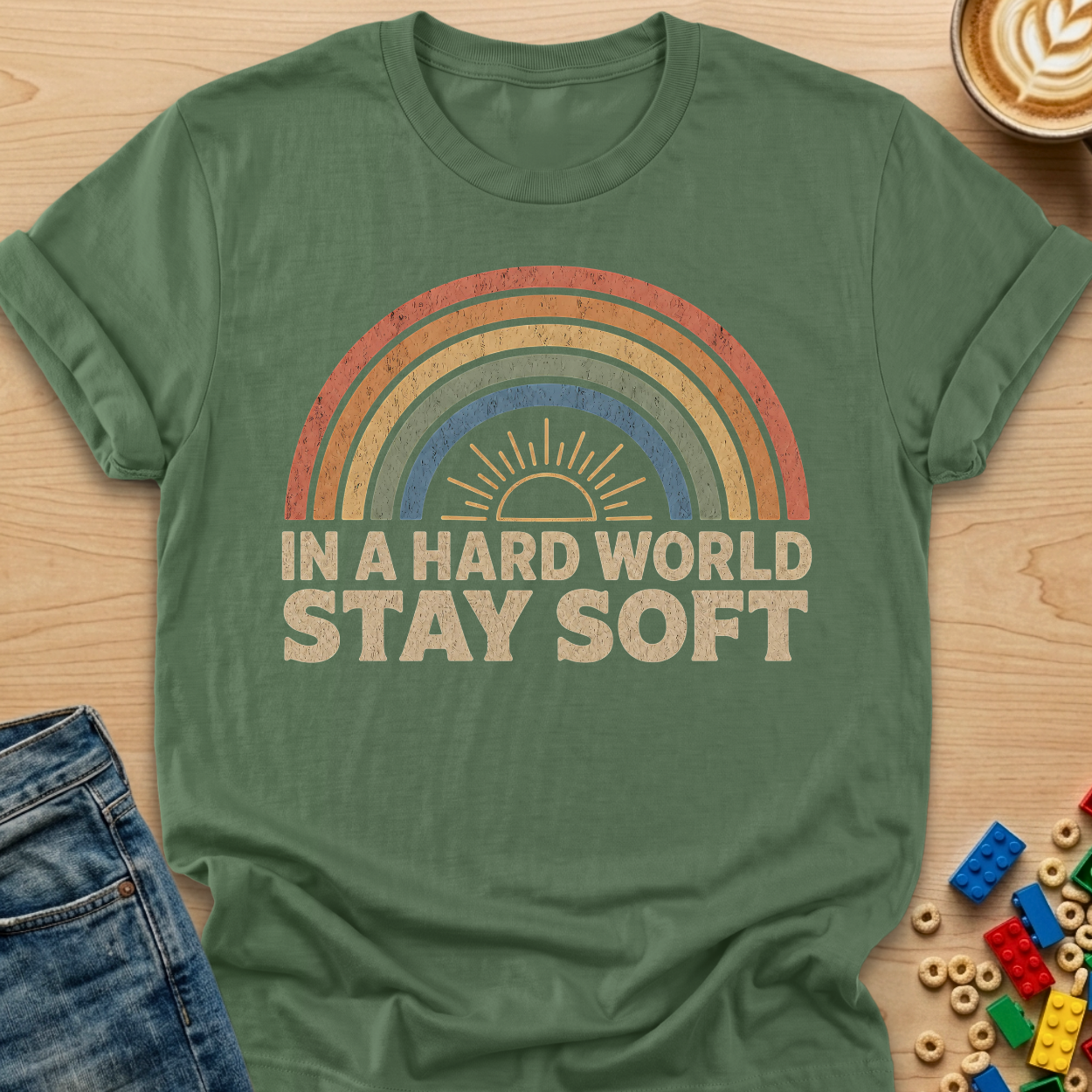 In A Hard World Stay Soft Rainbow T-shirt