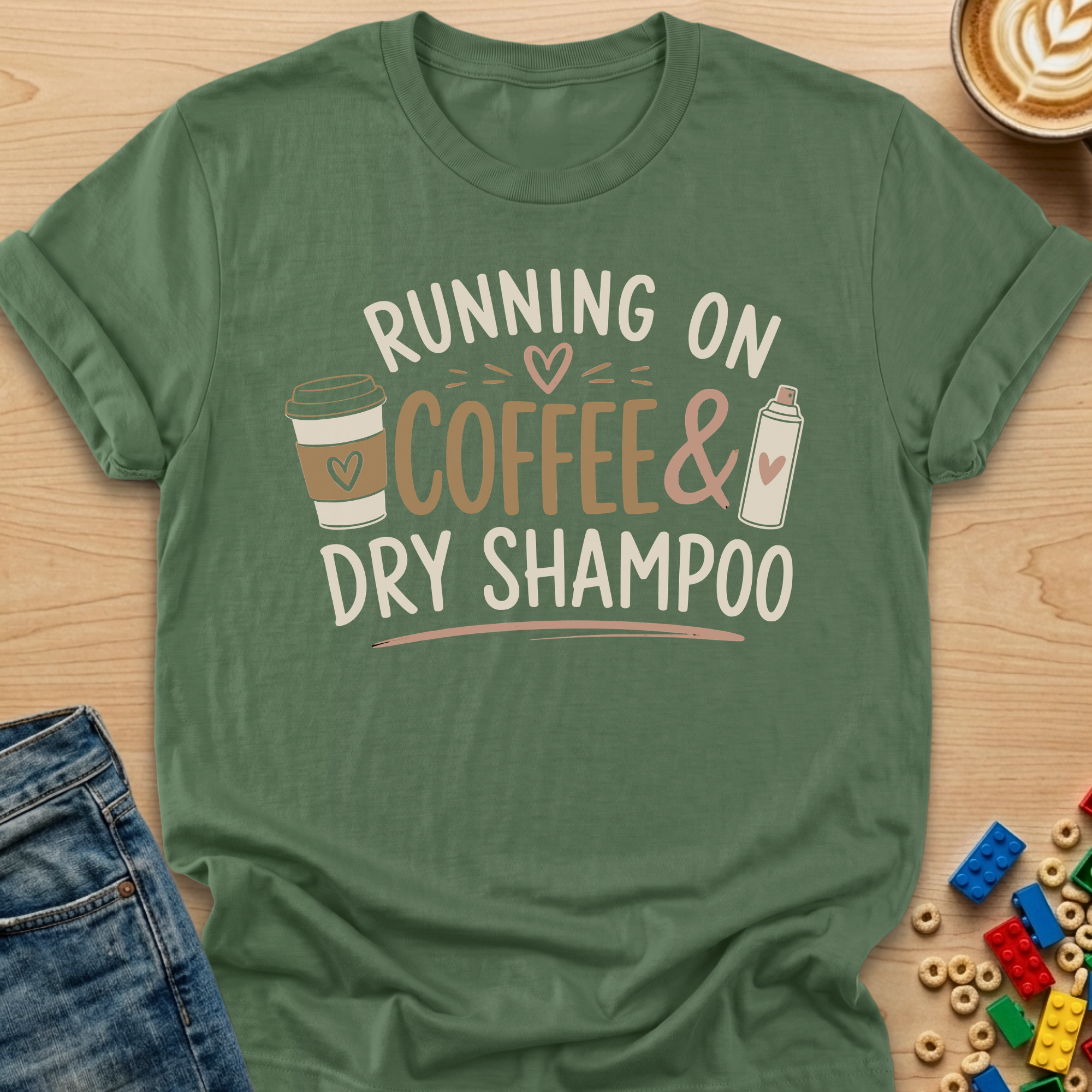 Running On Coffee & Dry Shampoo Playful T-shirt