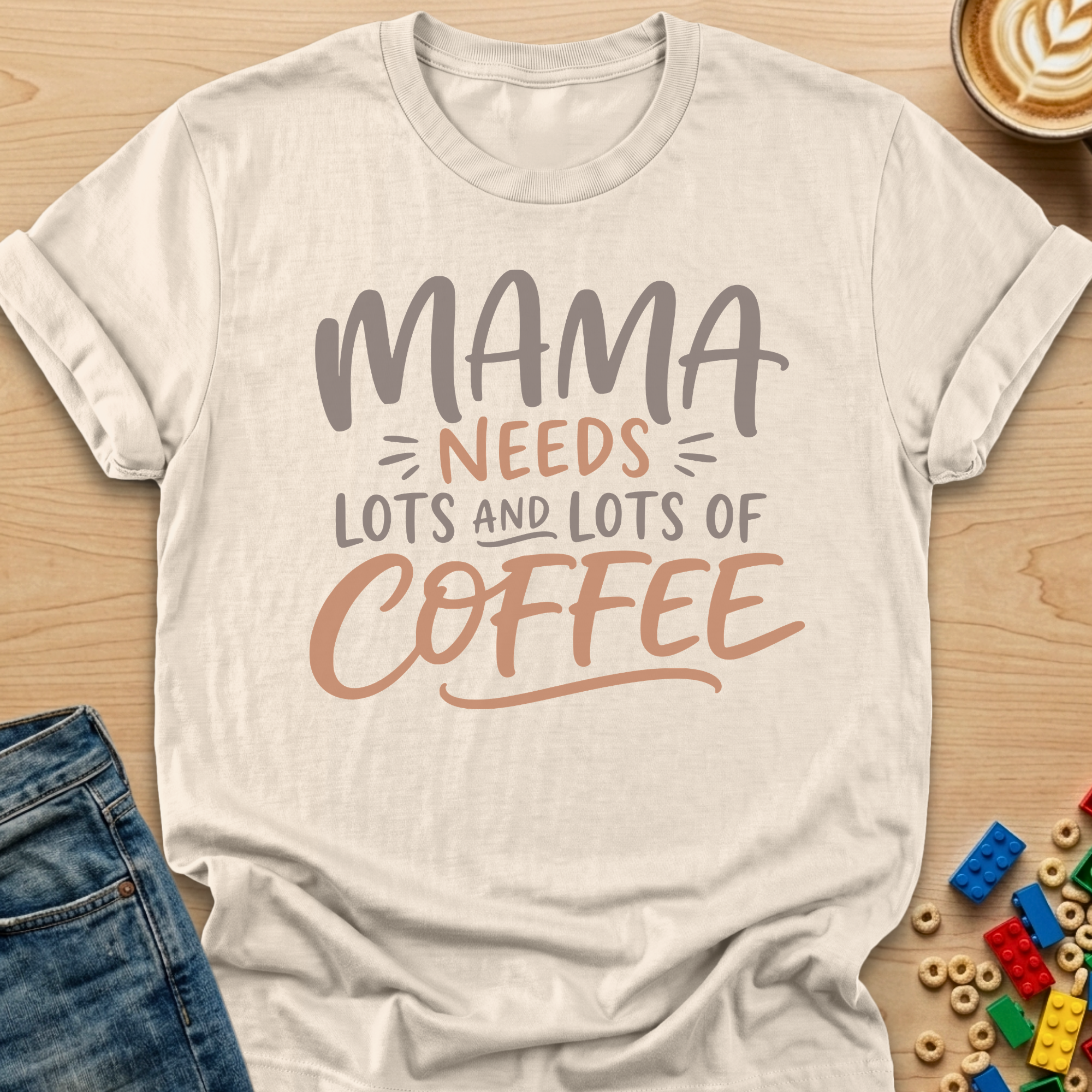 Mama Needs Lots and Lots of Coffee Script T-shirt