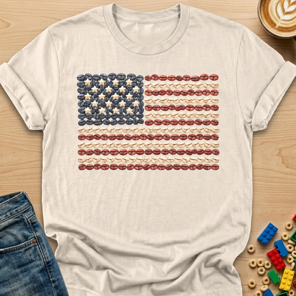 Coffee Bean American Flag Straight T-shirt