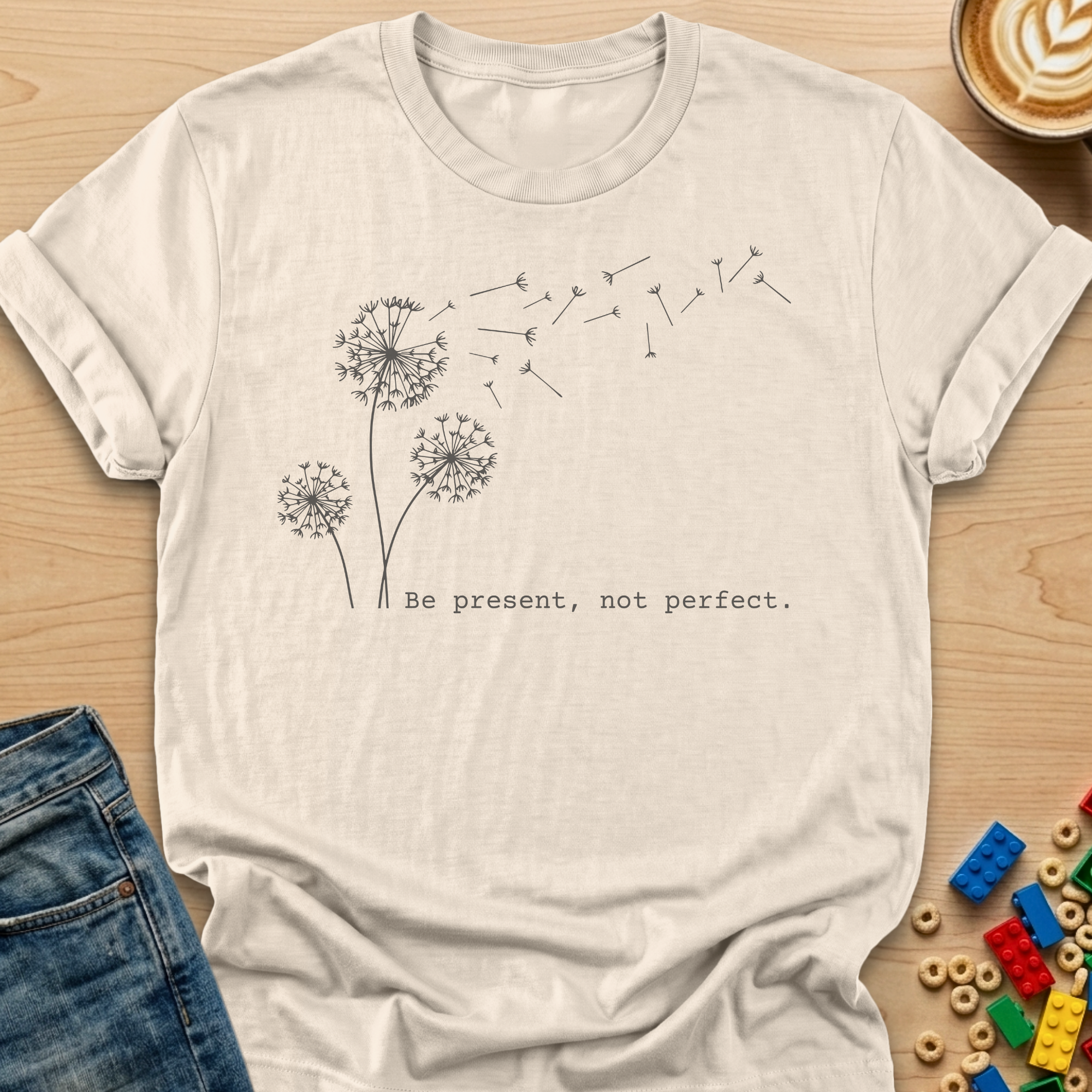Be Present Not Perfect Dandelion T-shirt