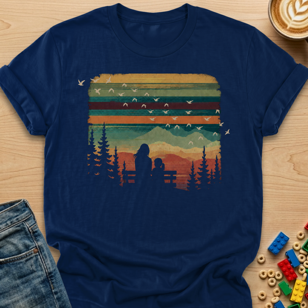Bench View Daughter Colorful Sky T-shirt