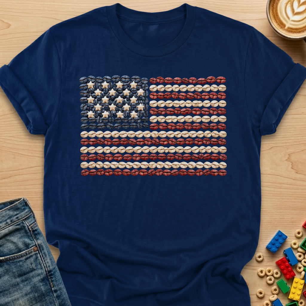 Coffee Bean American Flag Straight T-shirt