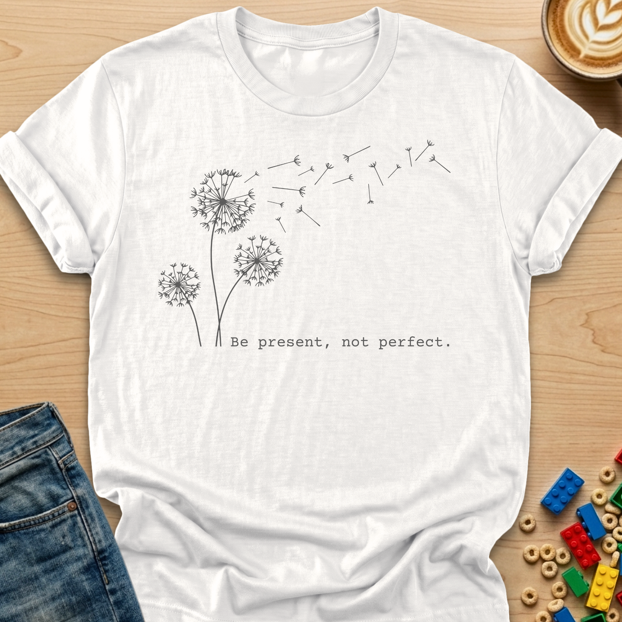 Be Present Not Perfect Dandelion T-shirt