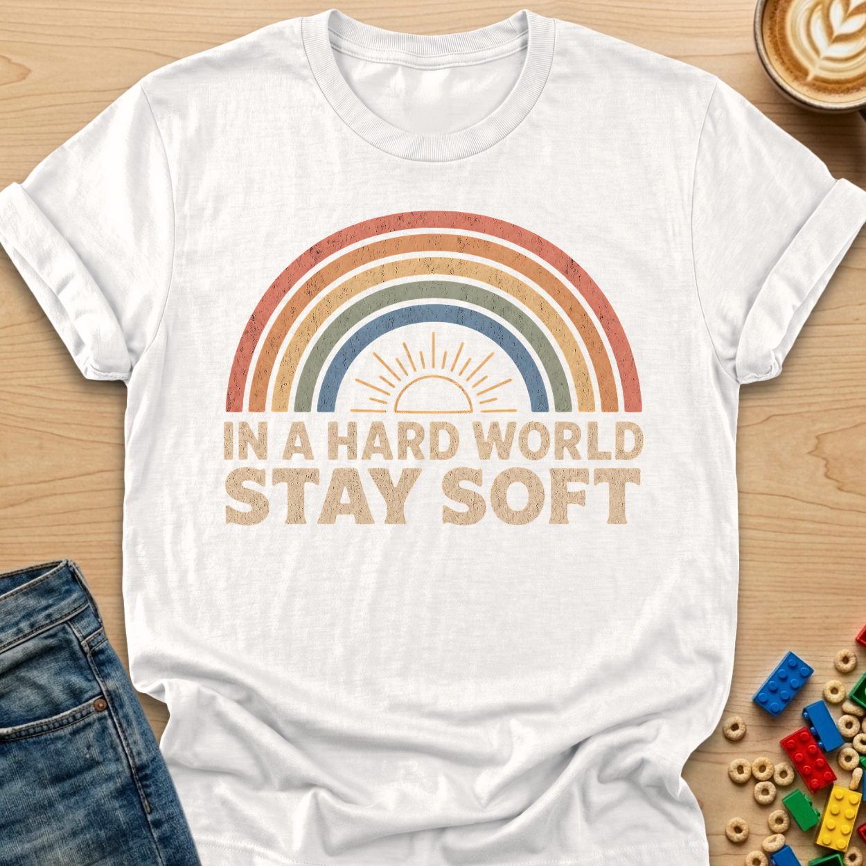 In A Hard World Stay Soft Rainbow T-shirt