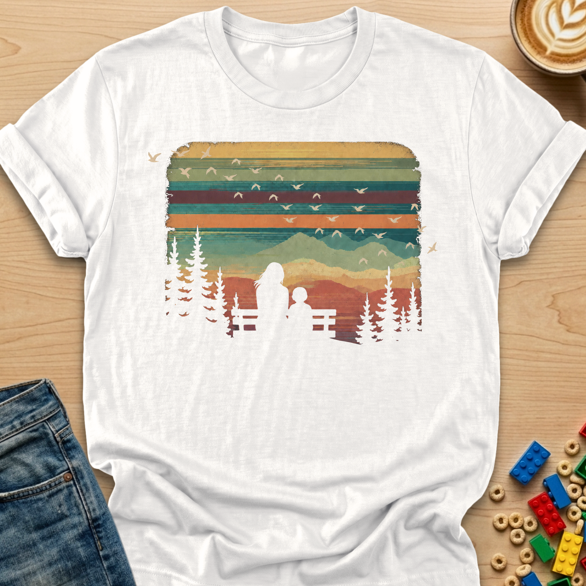 Bench View Son Colorful Sky T-shirt