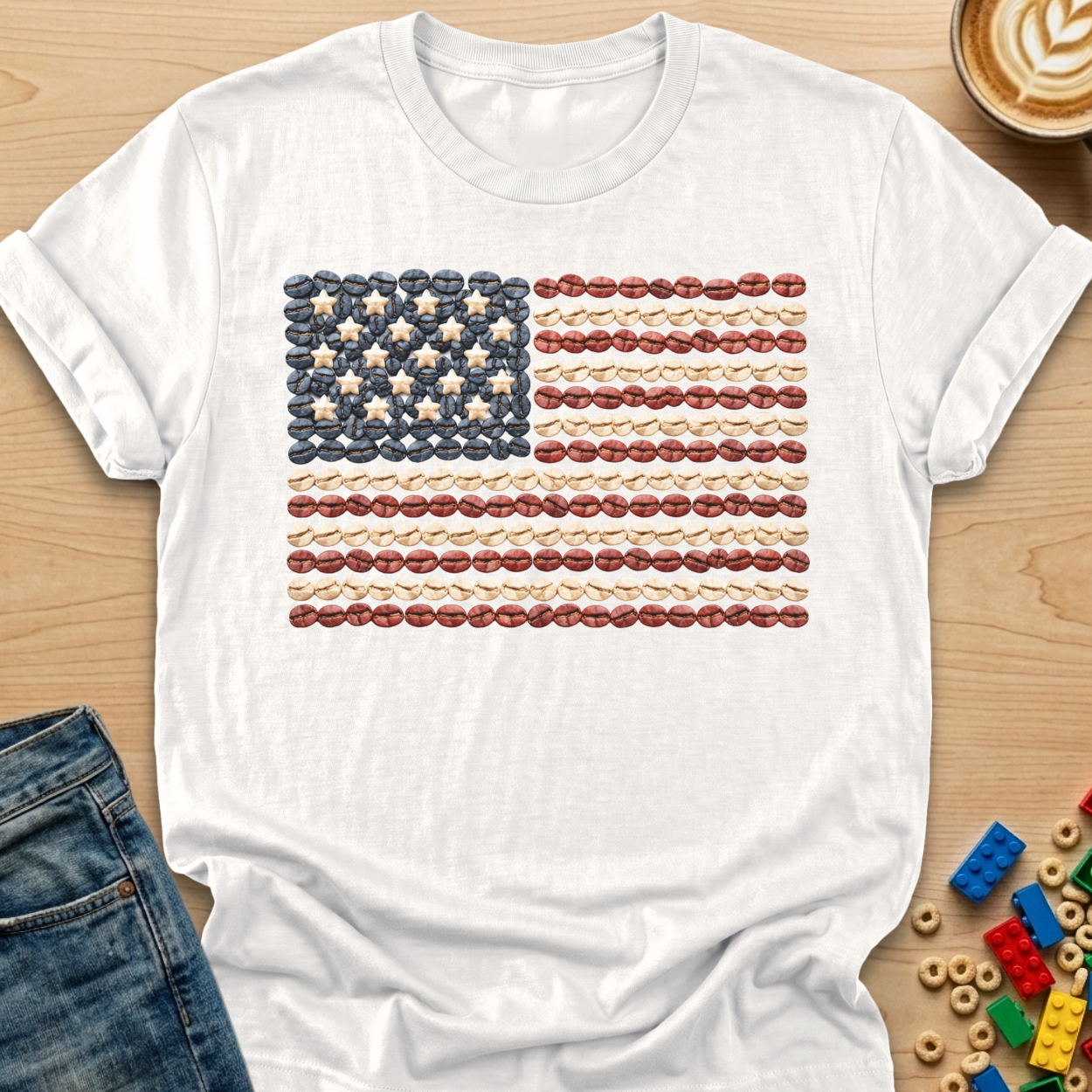 Coffee Bean American Flag Straight T-shirt